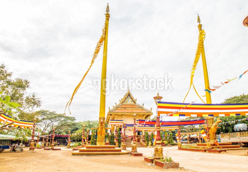 Khmer Pagoda with flag